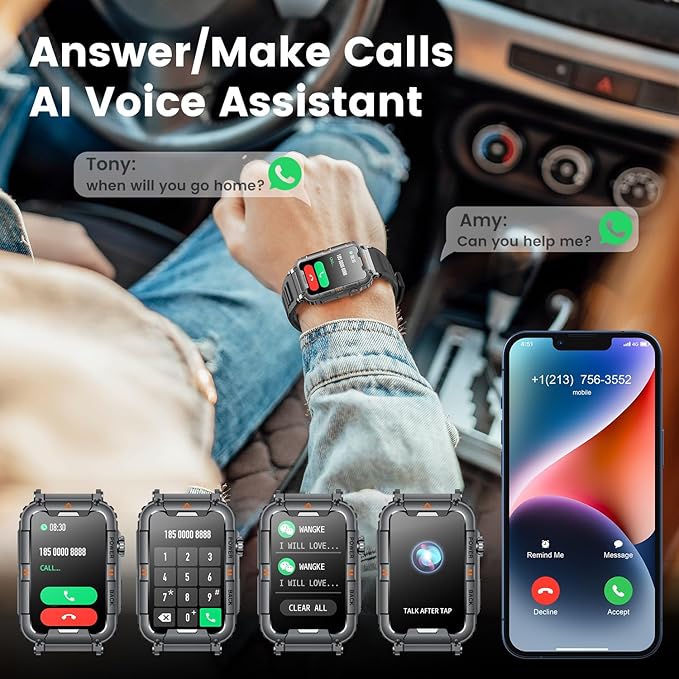 Smartwatch for Men Fitness Tracker Watch: Smart Watch with Answer/Make Call Heart Rate Blood Pressure Sleep Monitor Step Counter 100+ Sports Modes Waterproof 1.57" Activity Trackers for Android iOS