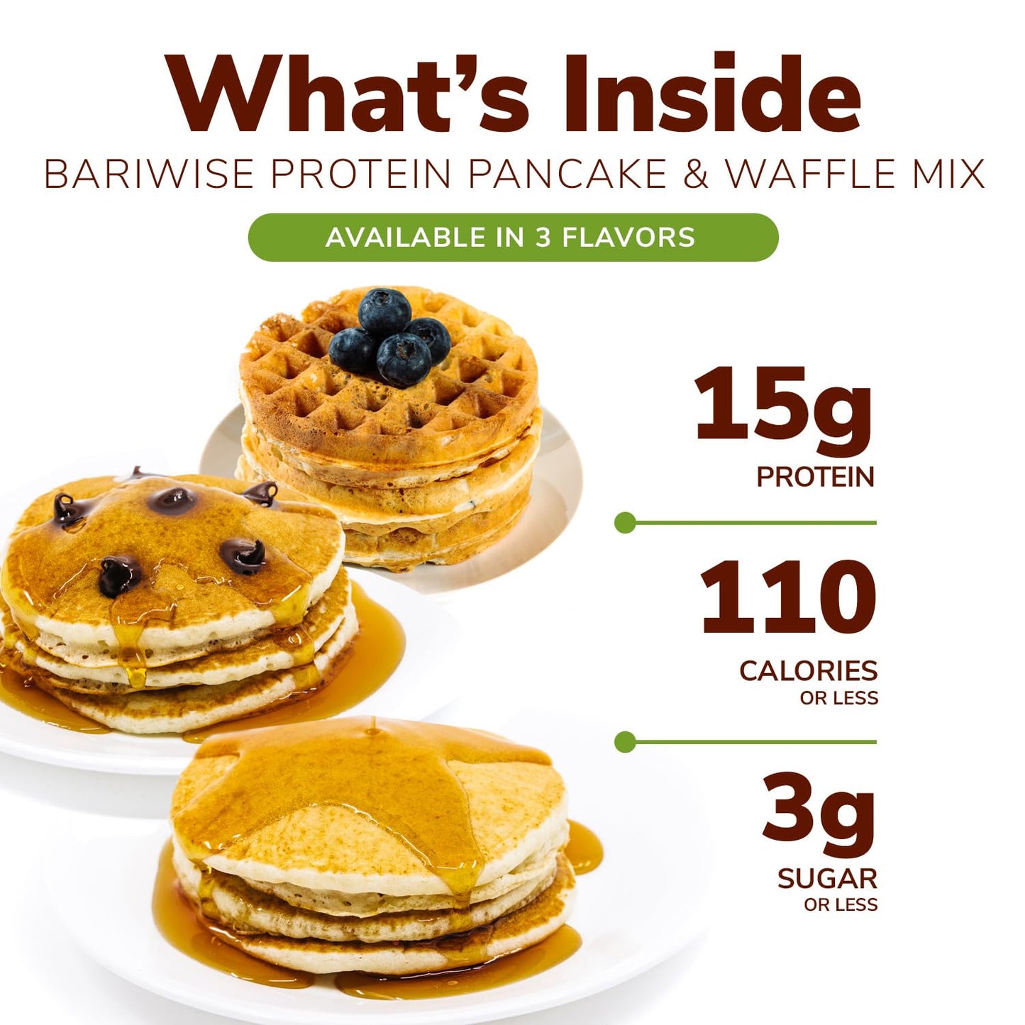 BariWise Protein Pancake & Waffle Mix, Blueberry, Low Sugar & Low Carb (7ct)