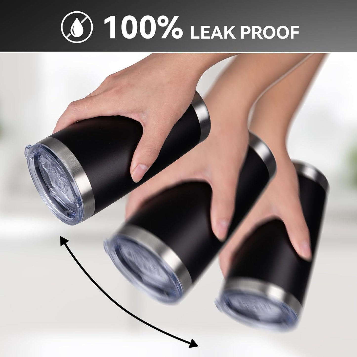 20 oz Tumbler Stainless Steel Tumblers Bulk with Lid Double Wall Insulated Coffee Tumbler Cups for Hot & Cold Drinks Powder Coated Travel Coffee Tumbler Mug Metal (Black, 6 pack)