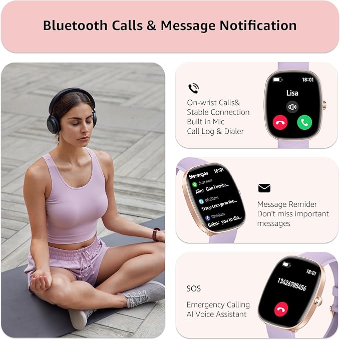 Smart Watch for Men Women Make/Answer Calls,1.83"Fitness Tracker with Sleep Tracker/Blood Pressure/Heart Rate Monitor,Pedometer,100+ Sport Modes,IP68 Waterproof,350 Mah, Compatible with Android&iPhone