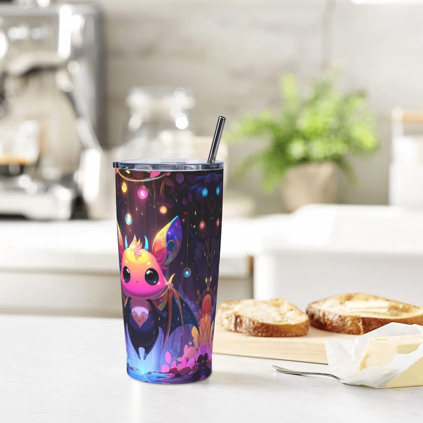 Bat Tumbler with Lid and Straw 20oz Coffee Tumblers Leakproof Stainless Steel Travel Mug Vacuum Insulated Cup for Iced and Hot