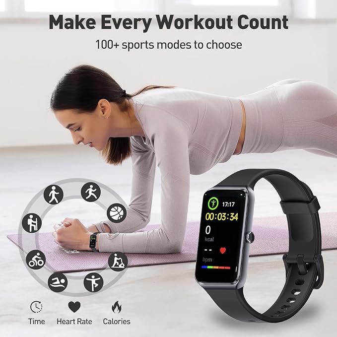 Activity & Fitness Trackers,1.47" Smart Fitness Watch with 24/7 Blood Pressure/Blood Oxygen/Heart Rate/Stress Monitoring, IP67 Waterproof Calorie Step Sleep Tracker Health Watch for Women Men