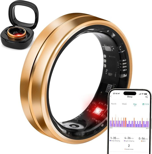 Smart Ring Fitness Tracker for Women Men - Waterproof Health Rings for Sleep Tracker, Heart and Blood Oxygen Monitor, Fitness Ring for Family Care,Step and Burned Calories Counter
