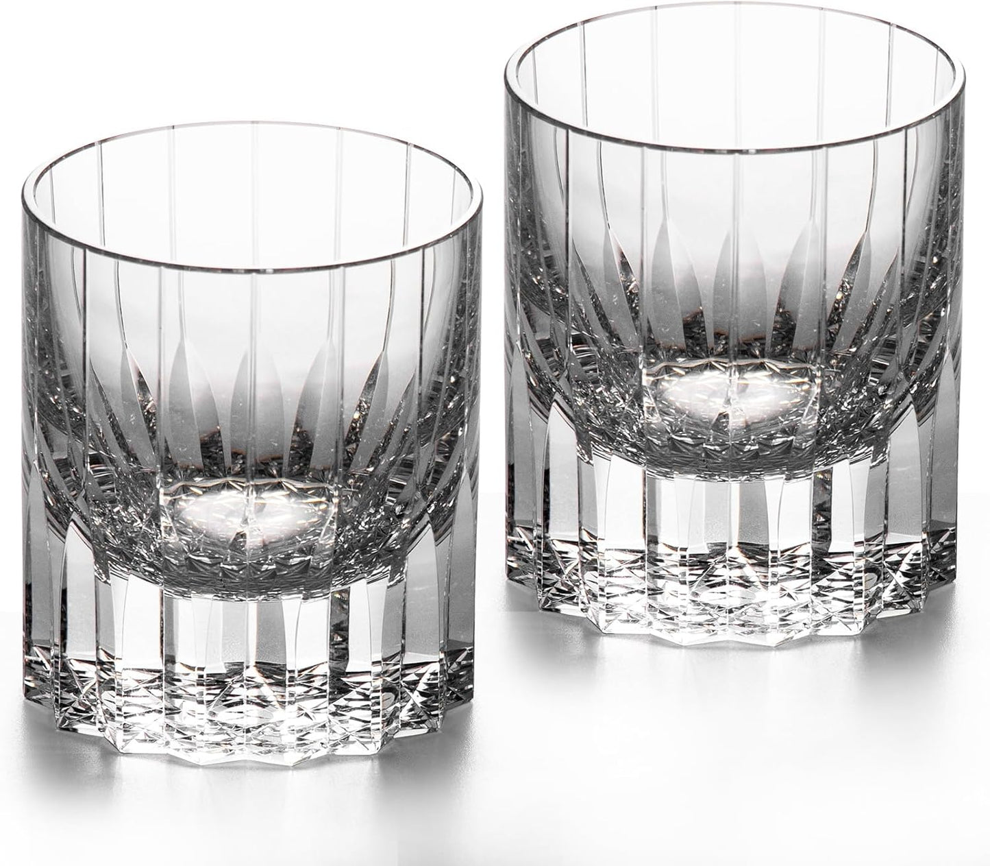 KAMMAK Crystal Whiskey Glasses Set of 2, 7.27oz Old Fashioned Glasses Stemless, Hand Blown White Cocktail Glasses, Engagement Gifts for Couples, Women, Men