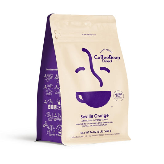 Coffee Bean Direct Seville Orange Flavored, Whole Bean Coffee, 1 Pound Bag (Pack of 1)