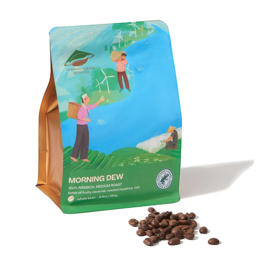 Conihat Whole Bean Coffee - 100% Vietnamese Premium Arabica, Medium Roast, Fruity, Caramel & Hazelnut Notes, Rich & Smooth, Low Acid, Single Origin, Hand-Picked, 8.8 Oz Bag
