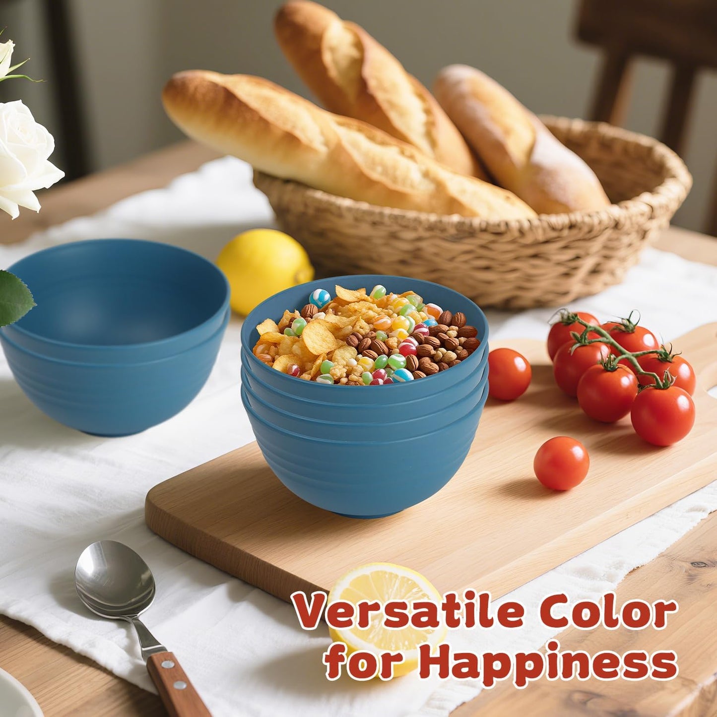 Small Wheat Straw Bowls Sets of 6,Dishwasher Safe and Microwave Safe Snack Bowls 10oz,Alternative Handy Plastic Bowls Reusable for Snack and Ice Cream. Blue