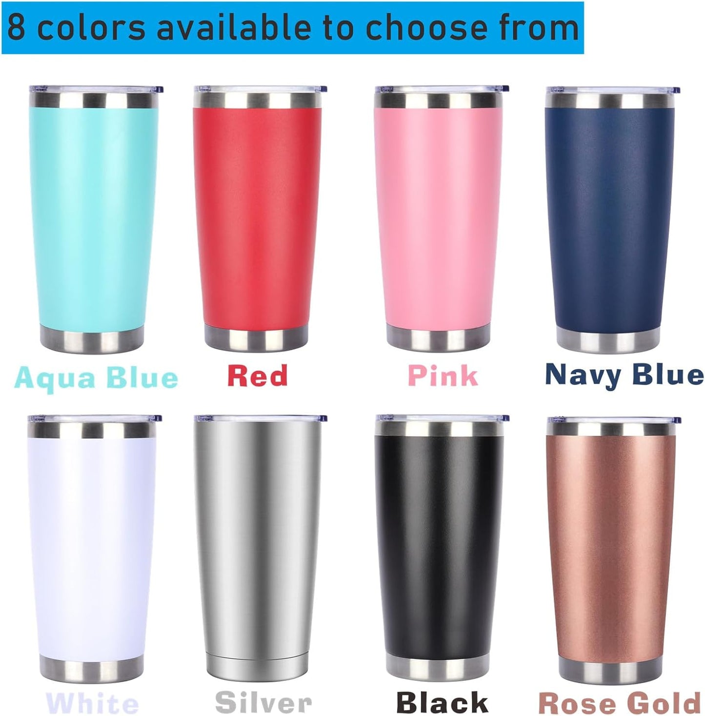 Pandance 20oz Stainless Steel Insulated Tumblers with Lid and Straw Bulk, Double Wall Vacuum Water Cups for Hot & Iced Coffee Drinks Travel Mug (White, 12 pack)