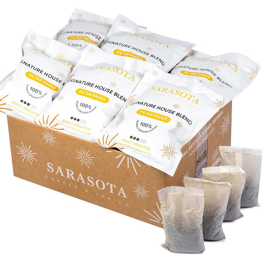 Sarasota Coffee Filter Packs | Medium Roast Breakfast Blend | Low Acid Pouches Gourmet Sampler Gift Set Ground Coffee in Filters | Bulk Individual Packets for 12 Cup Coffee Maker | 2 oz Bags, 12 Count