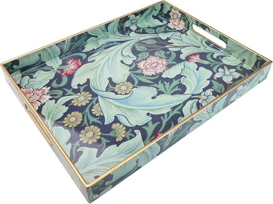 Spsyrine Serving Tray with Handles, Plastic Decorative Tray for Coffee Table, Living Room, Home Decor, Leicester