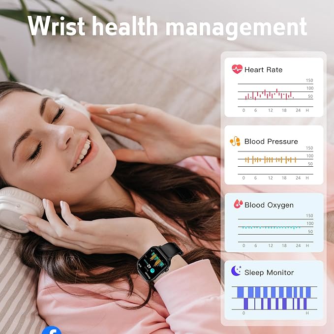 Smart Watch for Women Men (Answer/Dial) 1.96" IPS Smartwatch, 24/7 Heart Rate/Blood Oxygen/Blood Pressure/Sleep Monitor, Blood and Body Composition,100+ Sports Modes Fitness Tracker