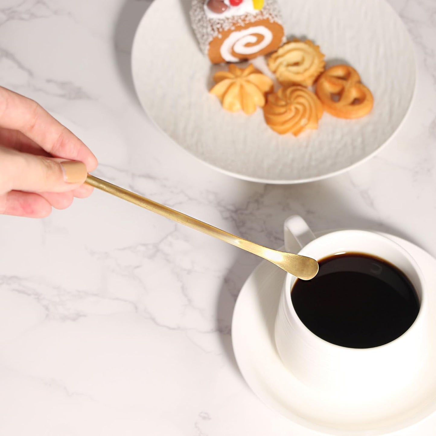 IMEEA Coffee Stirrers Demitasse Espresso Spoons SUS304 Stainless Steel Coffee Stir Sticks 5.9-Inch Tea Spoon, Set of 4 (Gold)