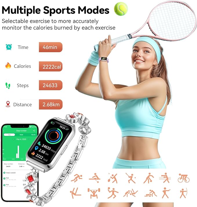 Smart Watches for Women,Fitness Tracker Watches with Sleep Monitor/Heart Rate/Blood Oxygen,IP68 Waterproof FitnessTracker with Long Battery Life,Excellent Appearance Design for Android/iOS Phones