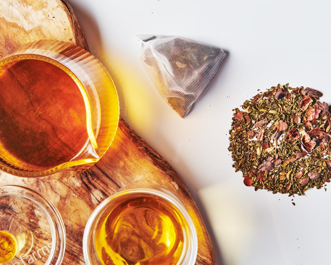 Grace Farms SETTLE Wellness Organic Tea Blend (100 Enveloped Pyramid Sachets w/ String & Tag) | Peppermint Cacao | Relaxing and Digestive Support | Fairtrade and Kosher | Filled With Antioxidants and Stress-Relieving Herbs | Gives Back 100% of Profits
