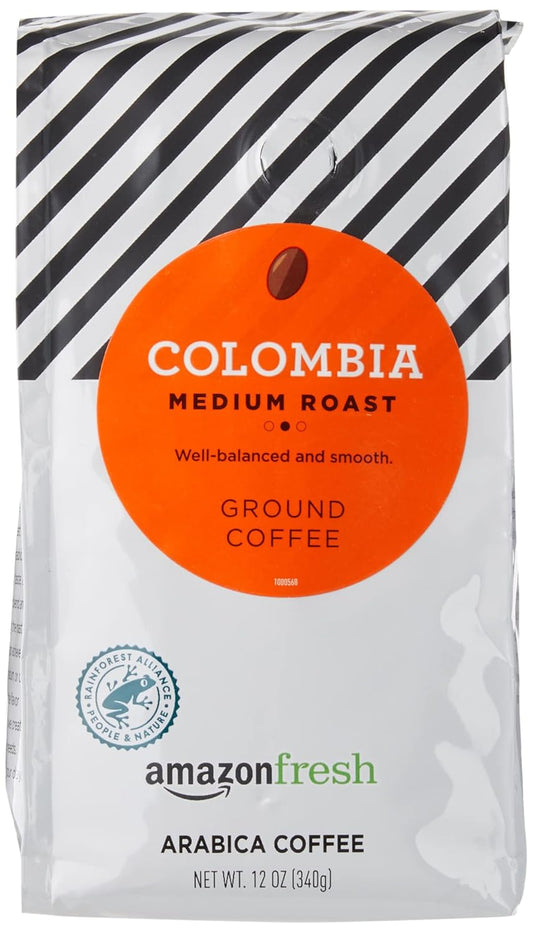 Amazon Fresh Colombia Ground Coffee, Medium Roast, 12 Ounce