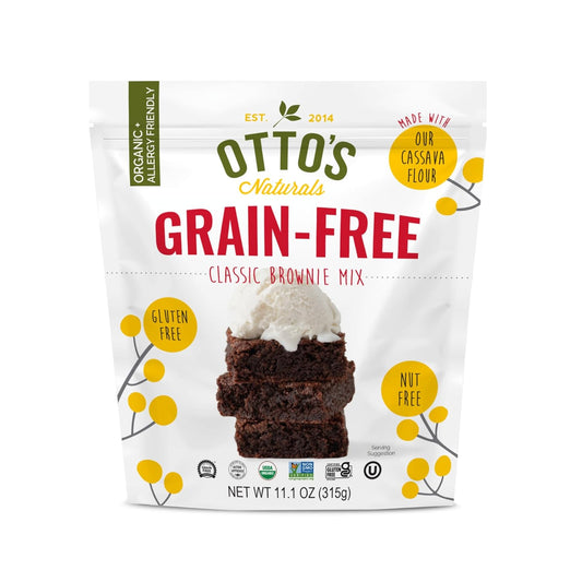 Otto's Naturals Grain-Free Classic Brownie Mix, 11.1 Oz., Top 9 Allergen-Free, Organic Cassava Flour, Gluten Free, Non-GMO, Vegan, Plant-Based