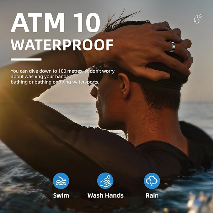Smart Ring Pro, Fitness Tracker with Heart Rate, Blood Pressure, Stress, Sleep Tracking, Step Tracking, 10ATM Waterproof, Smart Ring for iPhone and Android (Gold 2.0, 12)