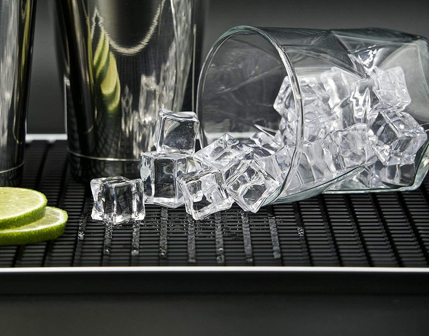 Highball & Chaser Premium Bar Mat 18in x 12in 1cm Thick Durable and Stylish Service Bar Mat for Spills, Coffee, Bars, Restaurants and Counter Top Dish Drying Mat, Glass Drying Mat (2 Pack Black)