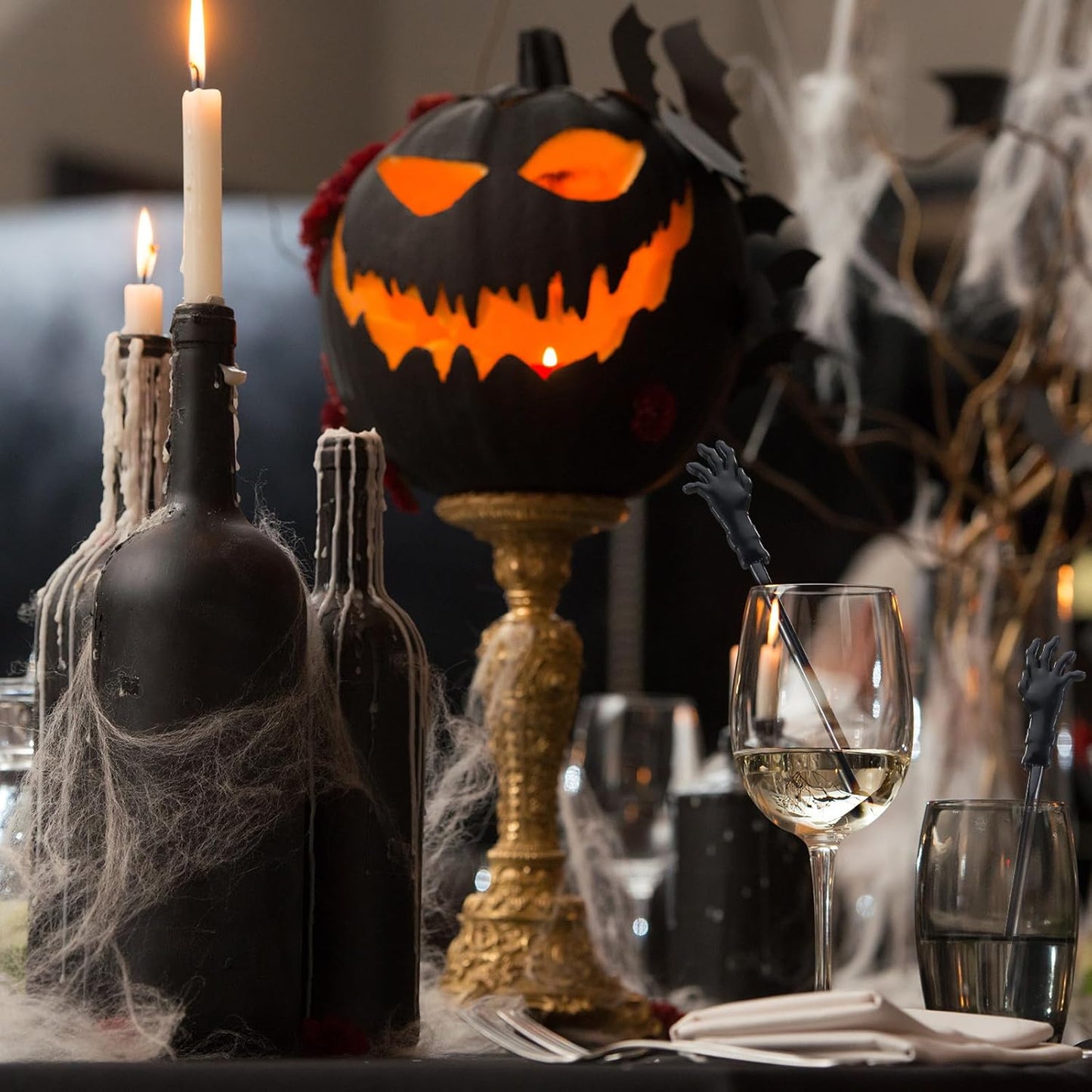 30 Pcs Halloween Swizzle Sticks Plastic Coffee and Cocktail Stirrers Fall Thanksgiving Drink Stirrers Cocktail Mixers for Halloween Fall Autumn Party Tea Coffee Bar Decoration(Zombie Hands)