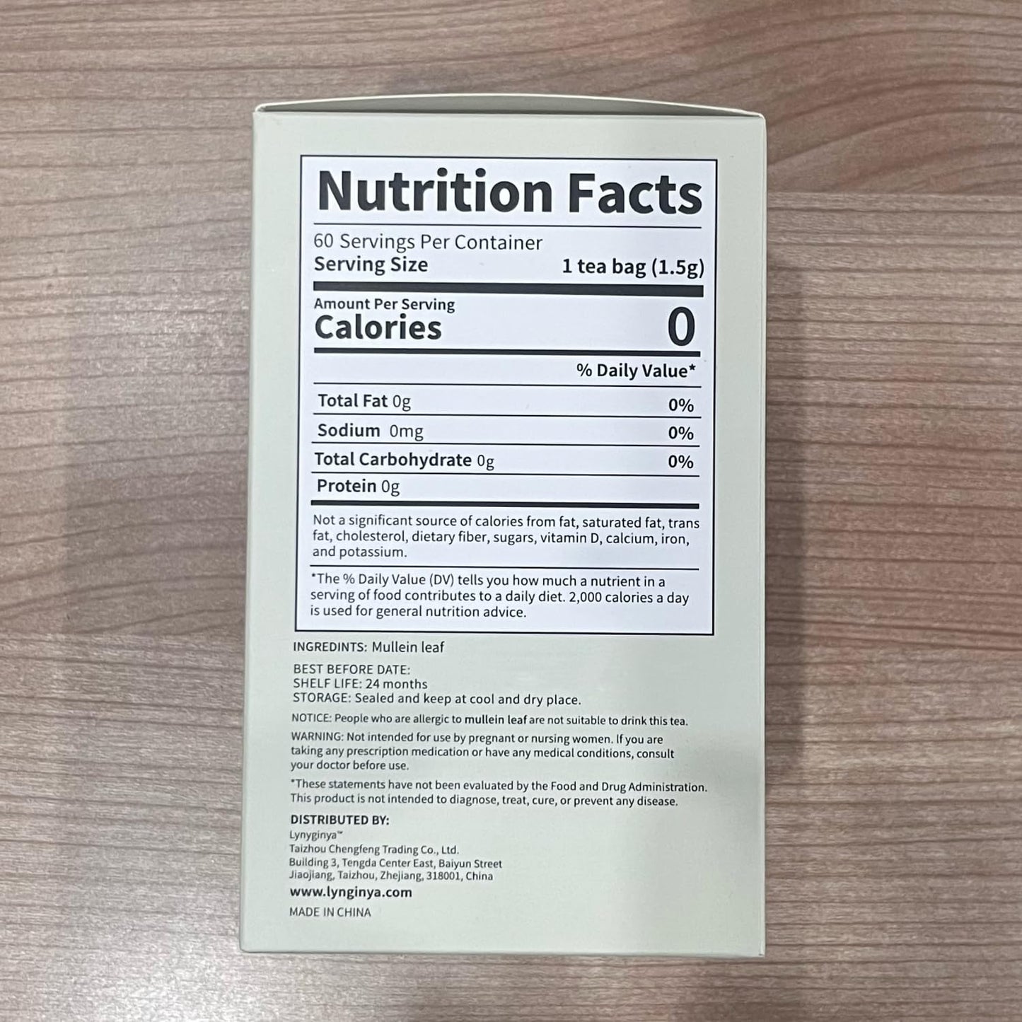 Lynginya Mullein Leaf Tea Bags, 60 Tea Bags (Pack of 2) - Premium Mullein Leaf - Natural Herbal Tea - Earthy & Mild - No Sugar & No Caffeine - Total 120 Bags