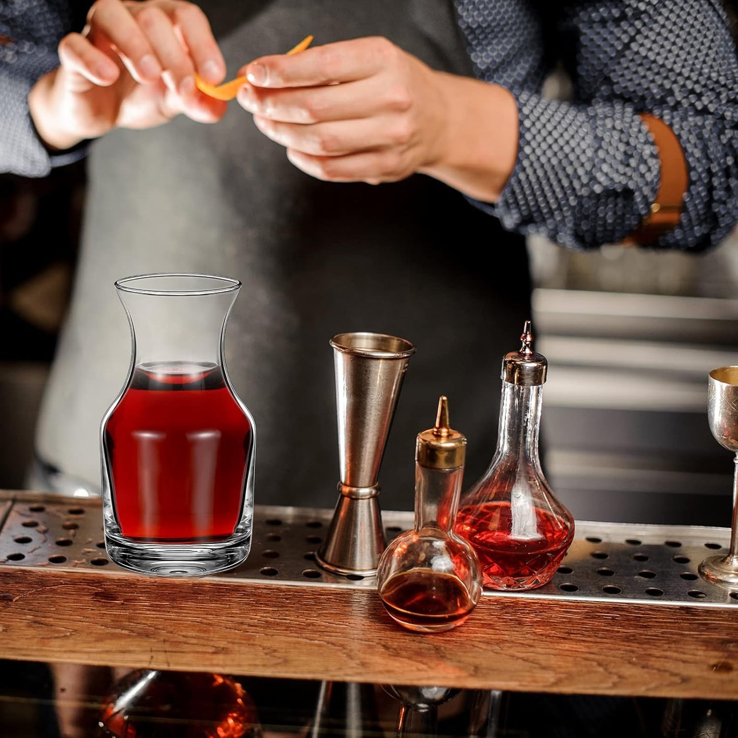 12 Pack Single Serving Wine Carafe Glass Small Mini Carafe Individual Wine Refill Decanter for Dinner Parties Tastings Bars Restaurants (7.7 oz)