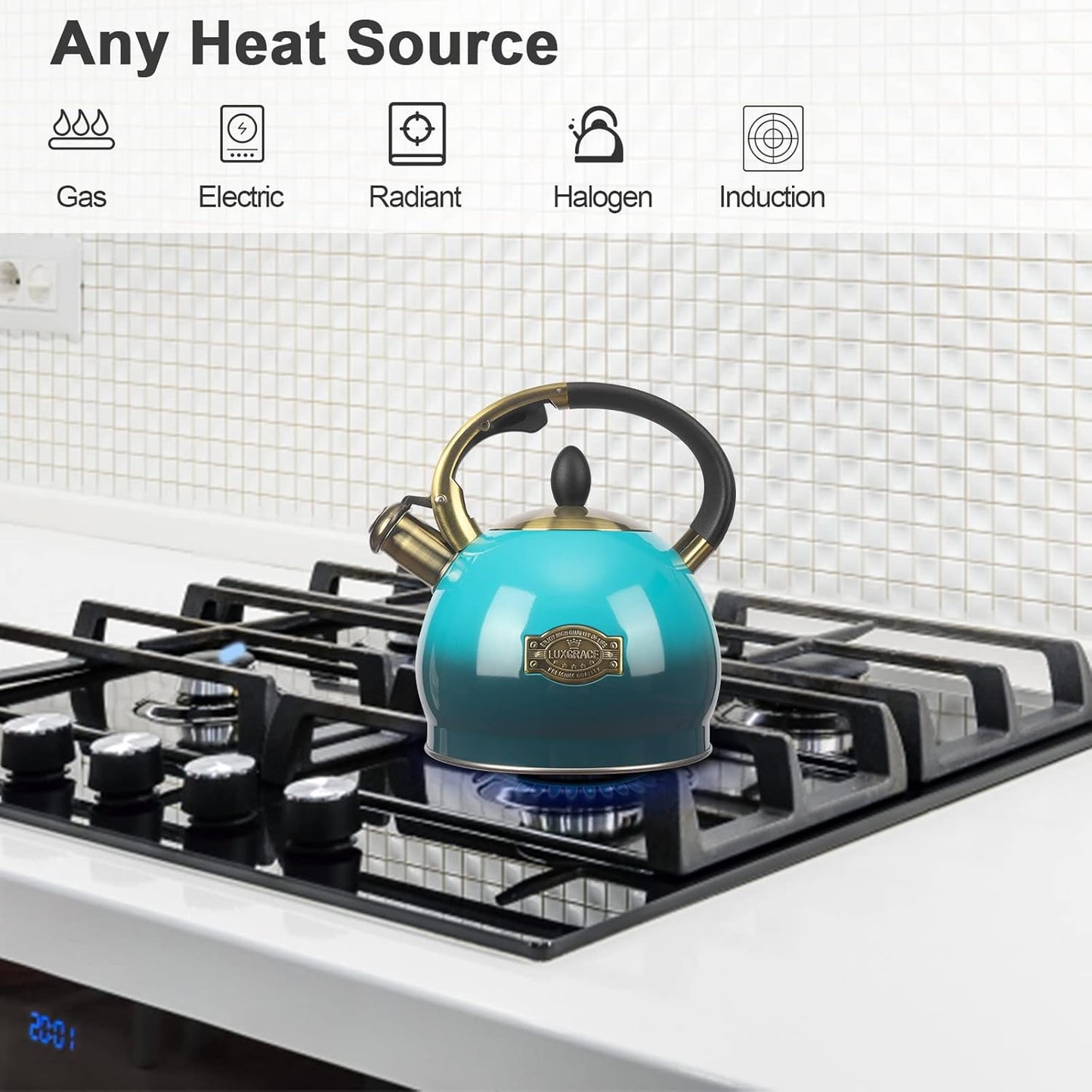 3Quart Whistling Tea Kettle Classic Teapot Stainless Steel Teakettle with Cool Grip for Stovetop