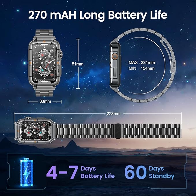 Smartwatch for Men Fitness Tracker Watch: Smart Watch with Answer/Make Call Heart Rate Blood Pressure Sleep Monitor Step Counter 100+ Sports Modes Waterproof 1.57" Activity Trackers for Android iOS