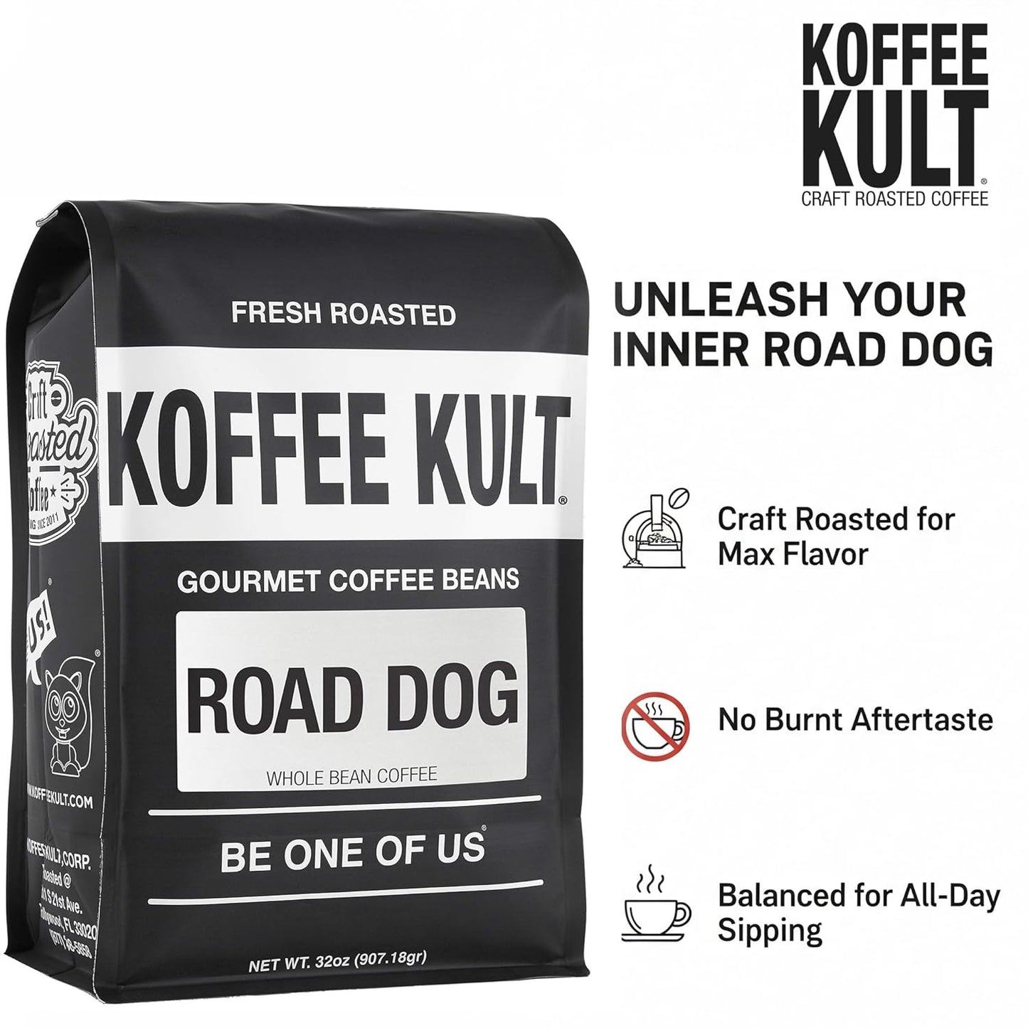 Koffee Kult Road Dog Dark Roast Coffee Beans (whole bean, 32oz)