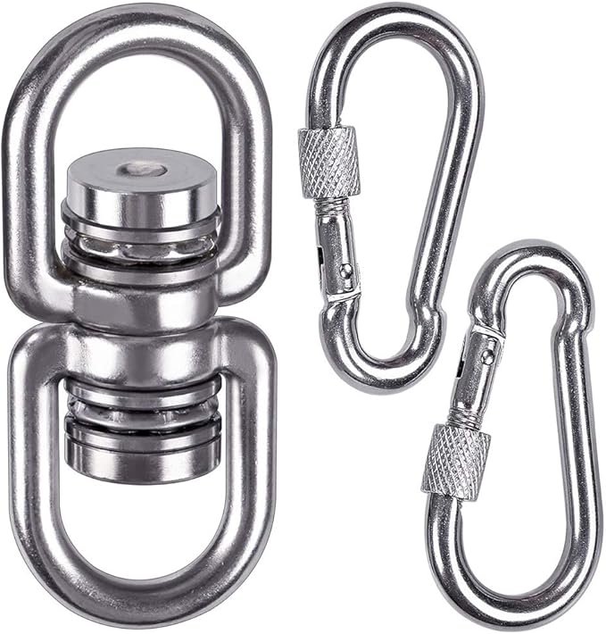 SELEWARE Heavy Duty Bearing Swing Swivel, 360° Rotational Hanging Accessory with 2 Quick Connect Buckles, Ideal for Tree Swing, Hammock Chair, Yoga, Kids Tire Swivel, Heavy Bag Swivel, 1200LB Capacity
