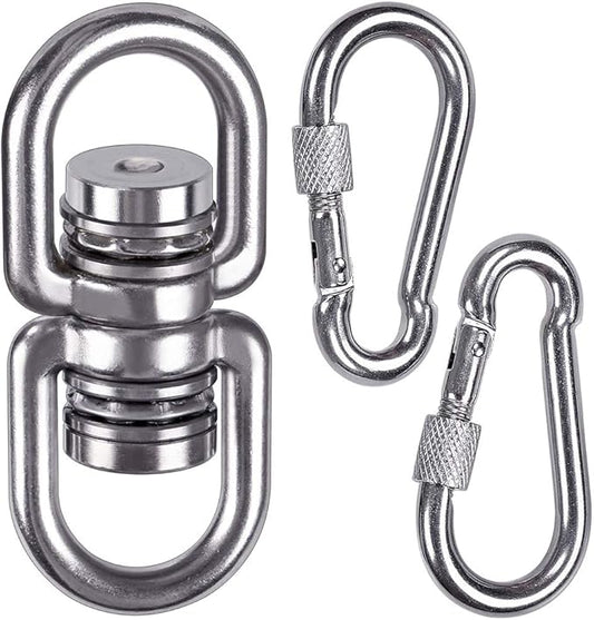 SELEWARE Heavy Duty Bearing Swing Swivel, 360° Rotational Hanging Accessory with 2 Quick Connect Buckles, Ideal for Tree Swing, Hammock Chair, Yoga, Kids Tire Swivel, Heavy Bag Swivel, 1200LB Capacity