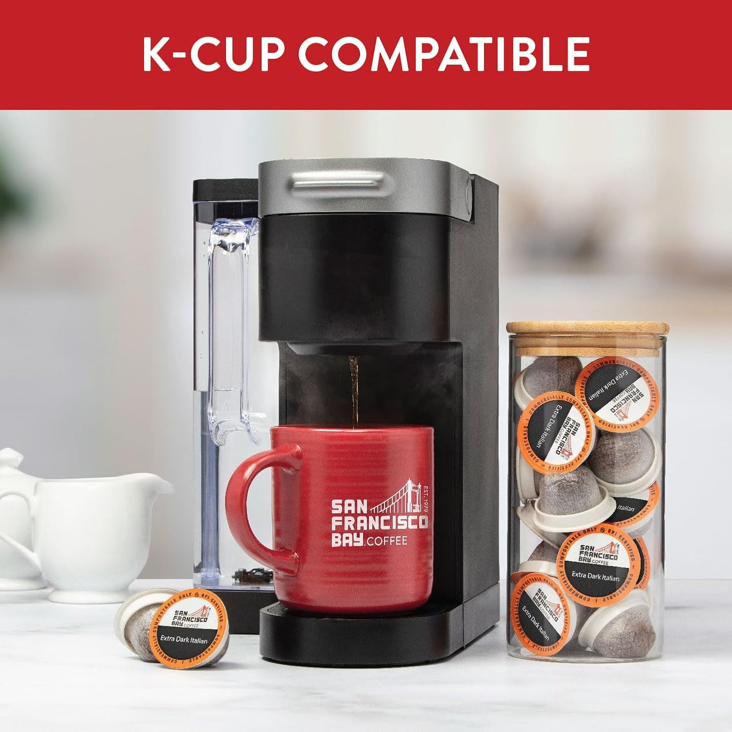 San Francisco Bay Compostable Coffee Pods - Extra Dark Italian (80 Ct) K Cup Compatible including Keurig 2.0, Dark Roast