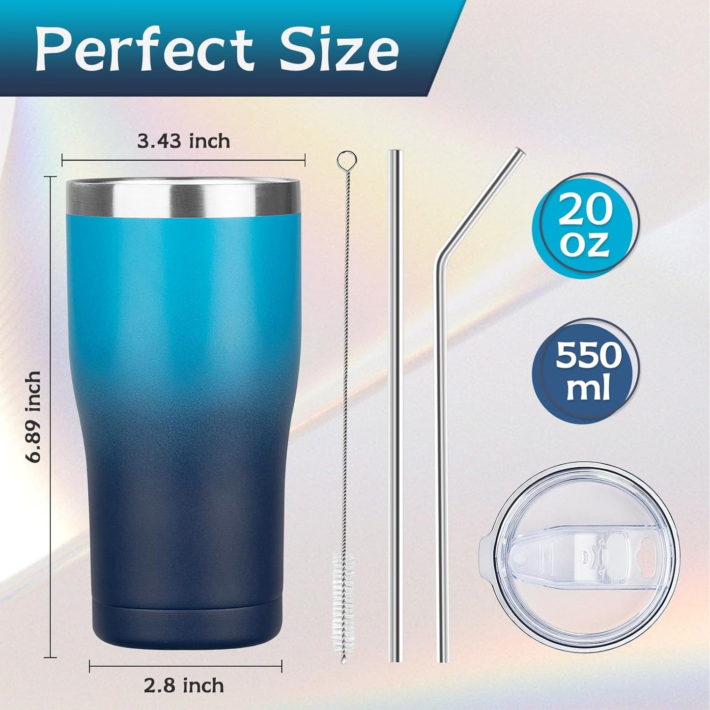 MEZMUT 20oz Coffee Tumbler with Lid and Straw Double Wall Vacuum Insulated Cup Stainless Steel Travel Mugs Insulated for Hot and Cold Leakproof Powder Coated Tumbler for Indoor and Outdoor