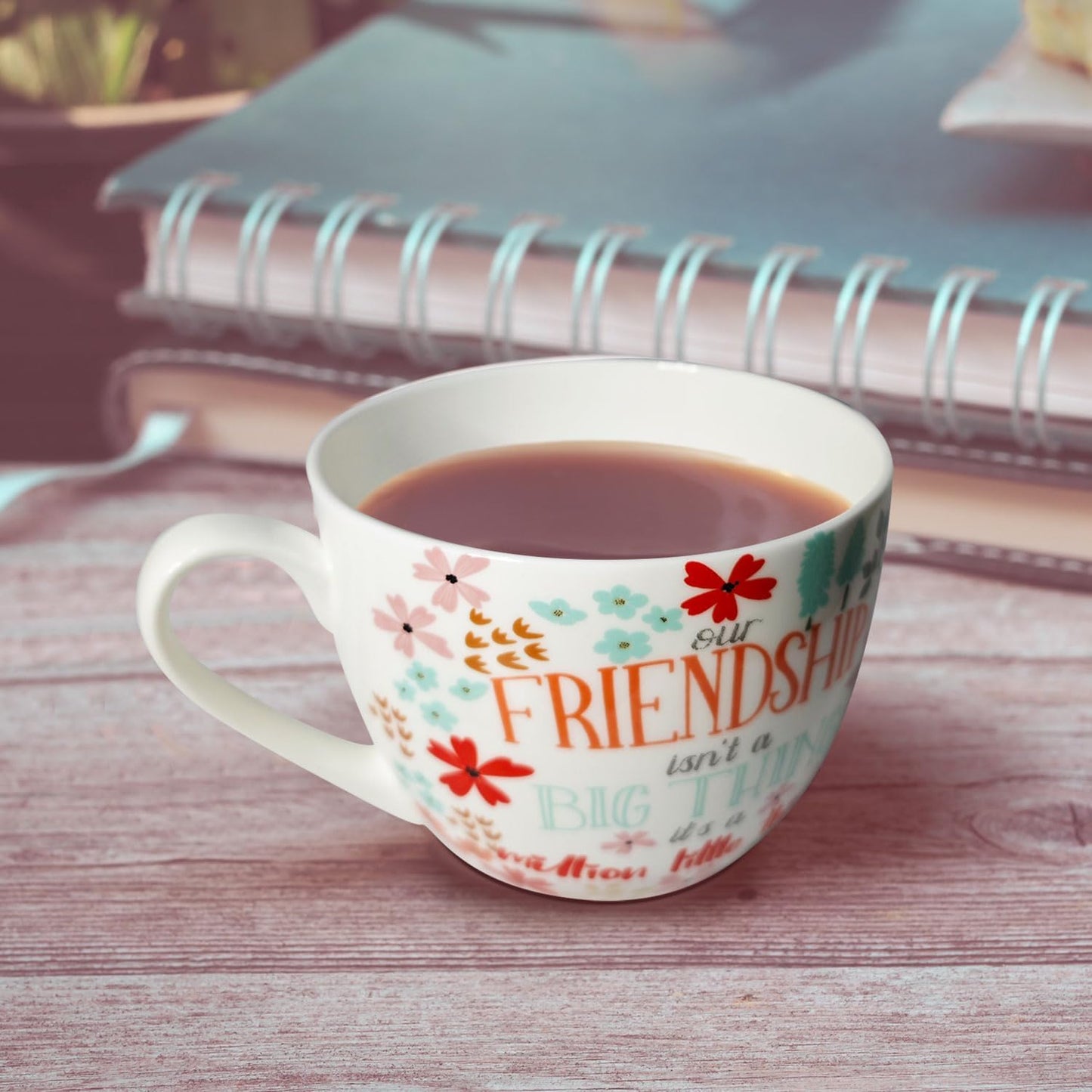 Friendship Coffee Mug, Premium 20 oz Bone China Coffee Tea Hug Mug, Perfect Birthday, Holiday, and Christmas Gift for Women and Female Friends, Designed in England by Harvest Green Studio