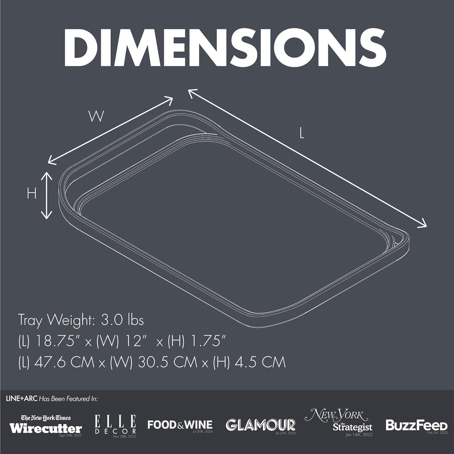 LINE+ARC Waterproof, Easy-to-Clean, 18"x12" Serving Tray Extra Large Handles (Bone) 100% Food-Grade Melamine for Breakfast, Dinner, Bed, Tea, Crafts, Decorative, TV, Couch, Outdoor, Patio