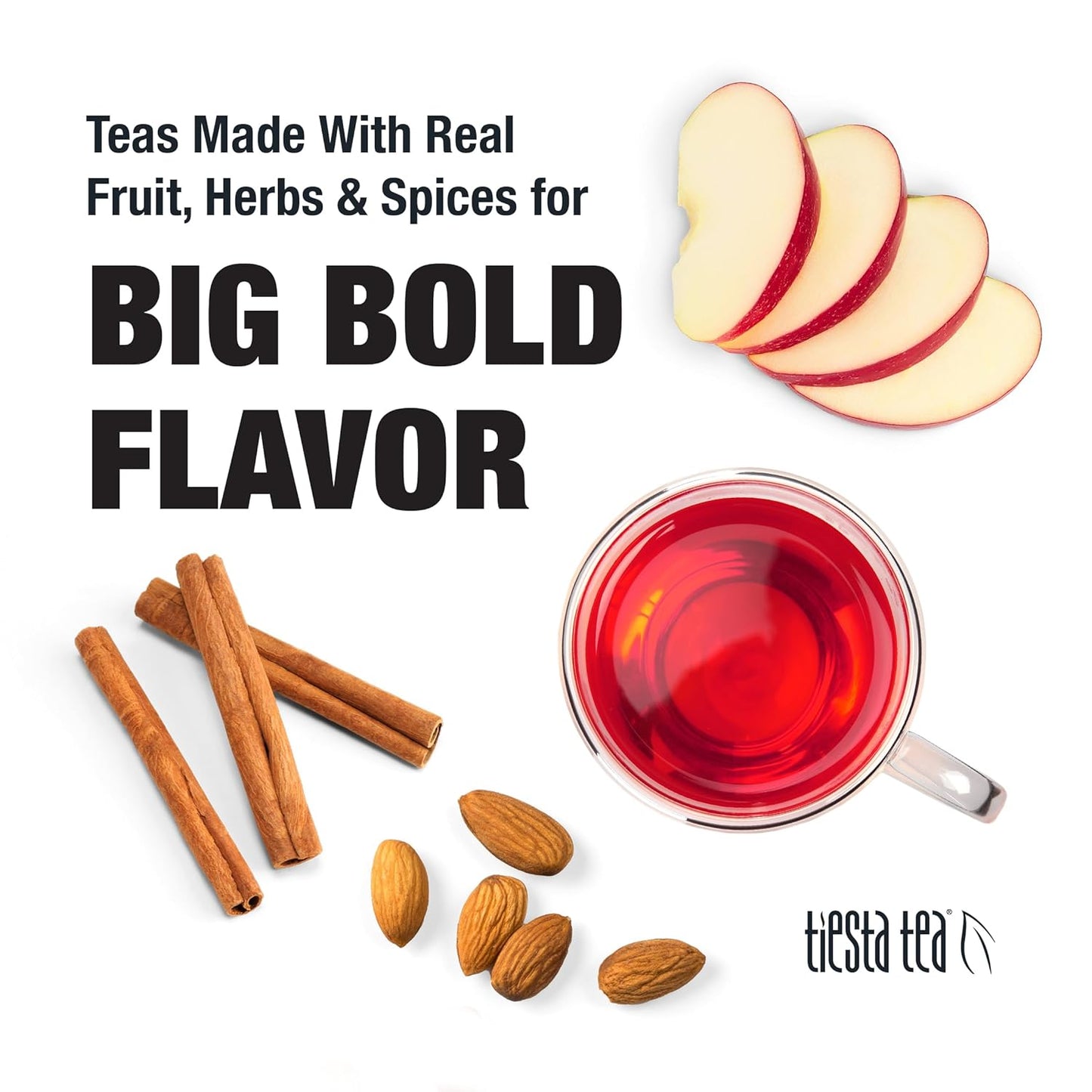 Tiesta Tea - Nutty Almond Cream, Premium Loose Leaf, Cinnamon Almond Herbal Tea Blend, Non-Caffeinated, Make Hot or Iced & Brews Up to 200 Cups, 16 Ounce Resealable Bulk Pouch