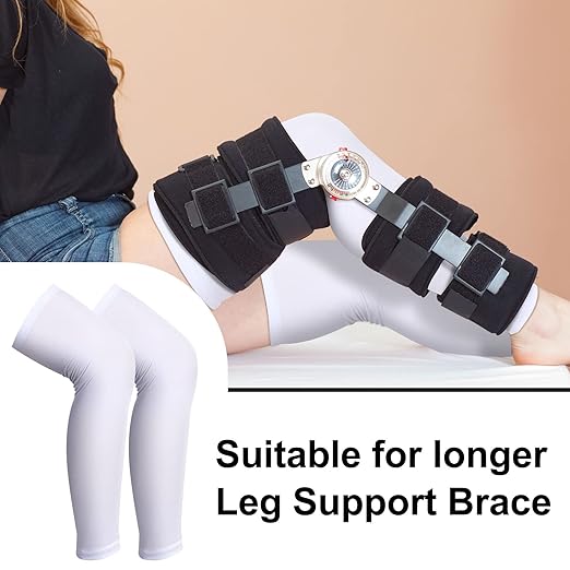 Sosation 8 Pcs Knee Brace Undersleeve Knee Sleeve for Under Brace Closed Patella Compression Breathable Leg Sleeves for Men Women Thigh Shin Support for Sports Protector(Large)