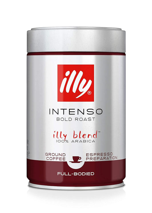 Illy Intenso Ground Espresso Coffee, Bold Roast, Intense, Robust And Full Flavored With Notes Of Deep Cocoa, 100% Arabica Coffee, No Preservatives, 8.8 Ounce (Pack Of 1)