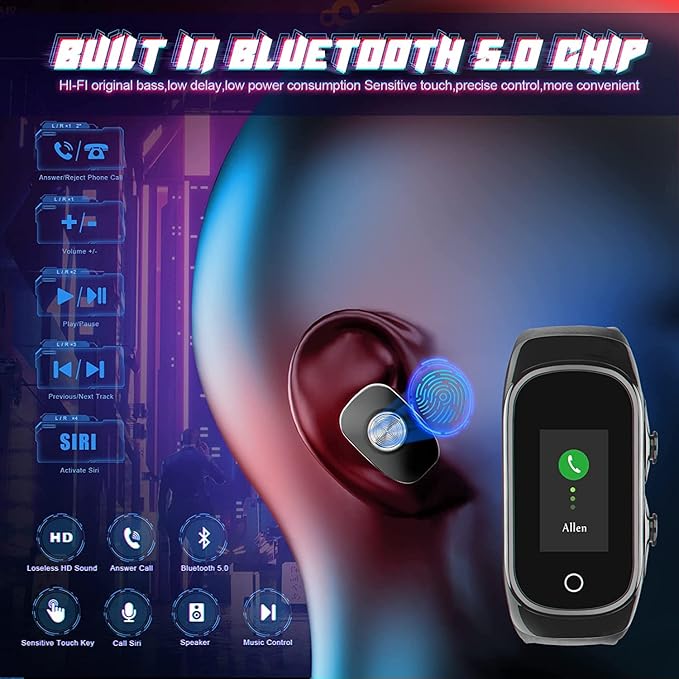 Smart Watch with Earbuds for Women and Men,Activity Fitness Tracker Watch Combo Bluetooth Earbuds Can Receive Calls Messages Sleep Tracker Calorie Counter for Men Women Kids