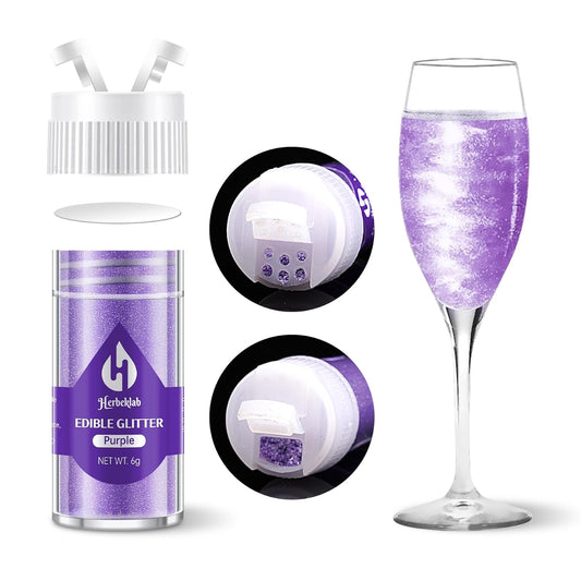Purple Edible Glitter for Cocktails - 6g Purple Luster Dust Edible Drink Glitter Food Grade Metallic Shimmer Powder Sprinkles for Beverage Cake Chocolate Candy