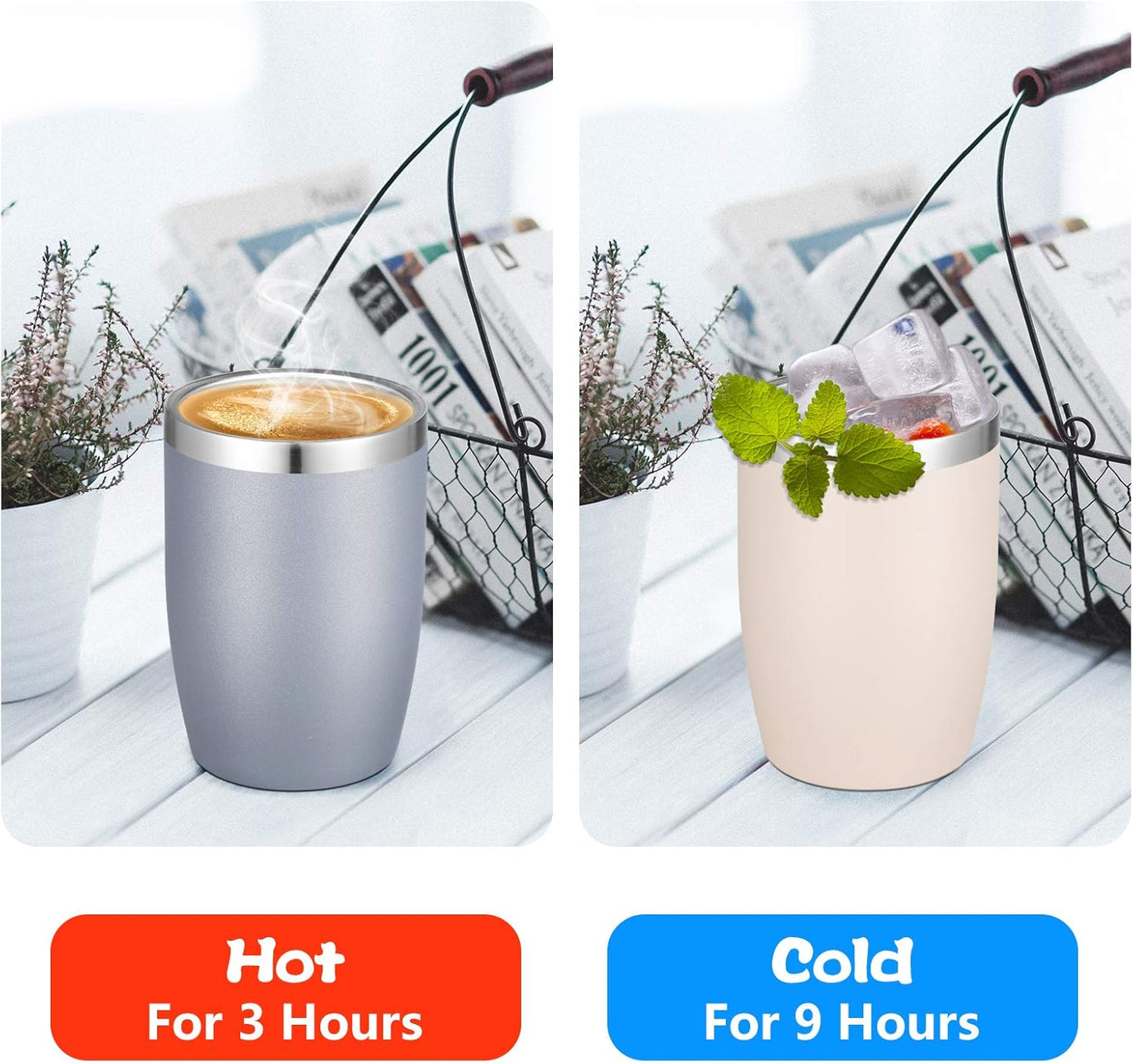 VEGOND Stainless Steel 12 oz Tumblers bulk Vacuum Insulated Double Wall Travel Tumbler with Lid and Straw Reusable Tumbler, Grey 1 Pack