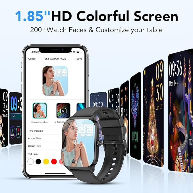 Smart Watch, 1.85" Smartwatch for Men Women(Answer/Make Call), 2025 Fitness Watch with 115+ Sports Modes/Heart Rate/SpO2/Pedometer/Sleep Monitor, IP68 Waterproof Activity Tracker for Android iOS