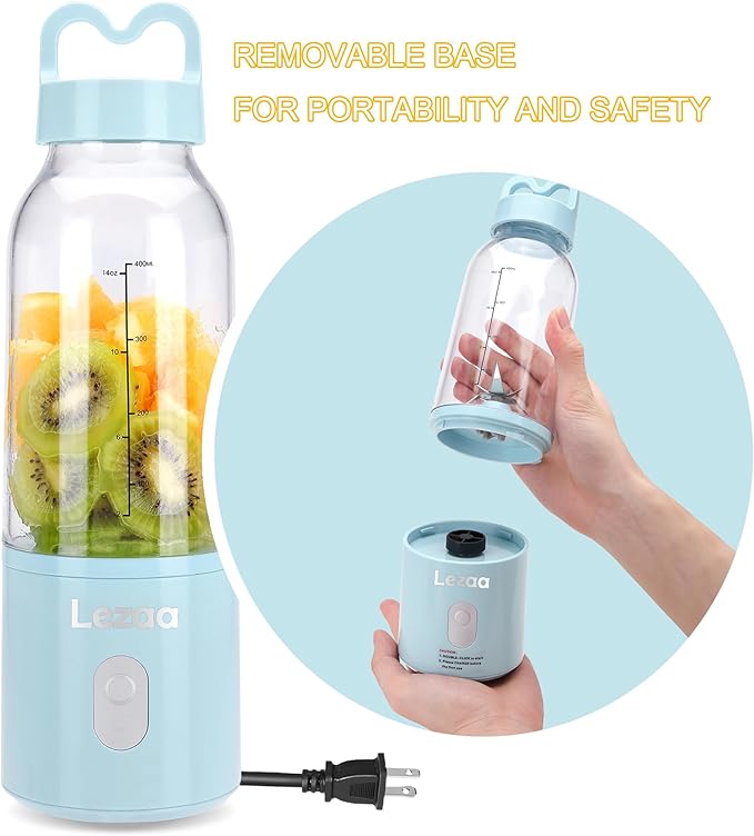 Smoothie Blender,Personal Blender with Funnel, Portable Blender for Shakes and Smoothies, 6 Stainless Steel Blades for Powerful Blending Performance,175W Blue (Blue)