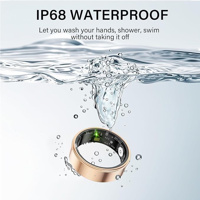 Smart Ring Health Tracker, Fitness Sleep & Heart Rate Monitor Tracker Smart Ring, Waterproof Bluetooth Fitness Tracker Ring IPX68 Waterproof (Silver, 11)