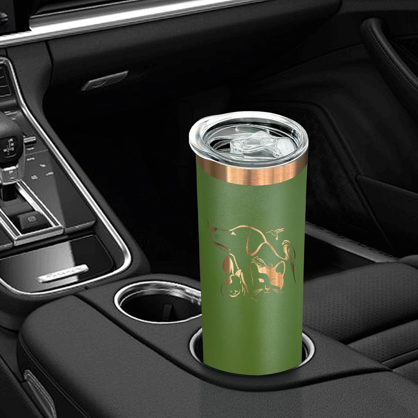 20 oz Skinny Tumblers Bulk, Stainless Steel Insulated Tumbler with Lids and Straws, Slim Double Wall Powder Coated Travel Coffee Mugs, Reusable Cup for Hot and Cold Drinks (Army Green,1 pack)