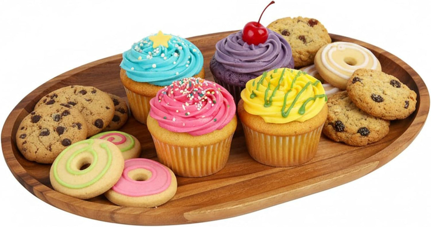 Woodard & Charles Large Acacia Oval Tray, 10" X 15"