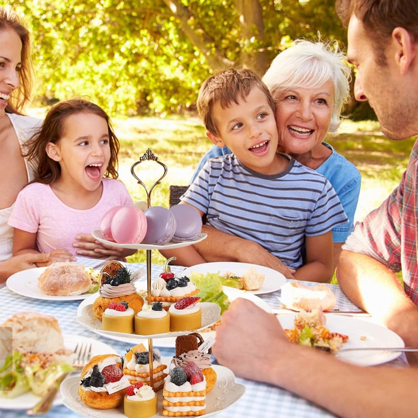 ShellKingdom 2 Pack Cupcake Stand, 3 Tier Serving Tray Cupcake Dessert Candy Fruit Display Holder for Wedding, Christmas, Baby Shower Birthday Tea Party (Round)