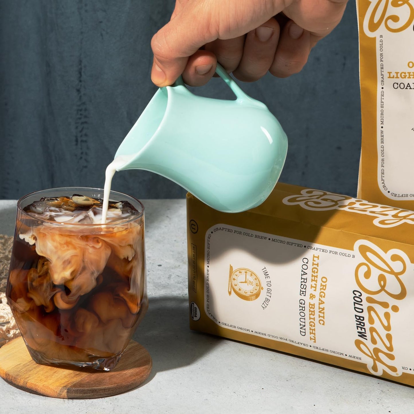 Bizzy Organic Cold Brew Coffee | Light & Bright Blend | Coarse Ground Coffee | Light Roast | Micro Sifted | Specialty Grade | 100% Arabica | 1 LB