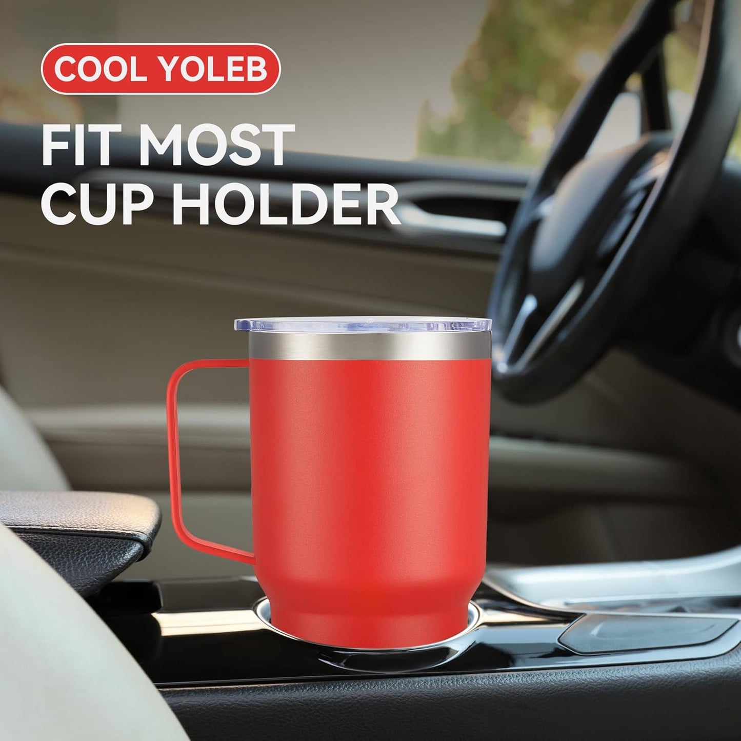 30 oz Tumbler with Handle and Lid, Stainless Steel Tumblers Bulk Double Wall Vacuum Insulated Travel Mug Leak Proof Cup Keep Drinks Cold and Hot Red, 4 Pack