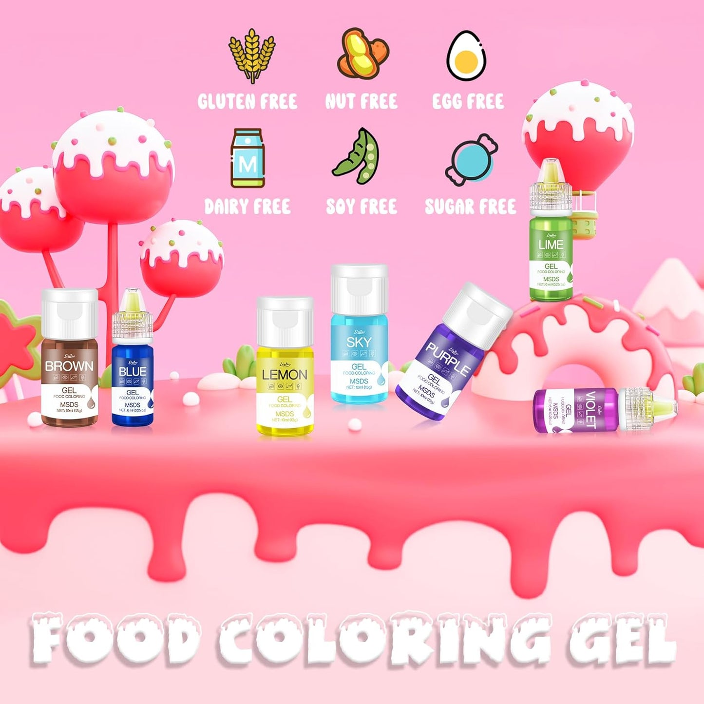 Gel Food Coloring - 4.5oz Vivid Food Coloring Gel for Baking, Cake Decorating, Cookie, Fondant, Macaron - Tasteless Concentrated Edible Food Color Dye for Icing, Slime, Drinks, DIY Crafts (Brown)