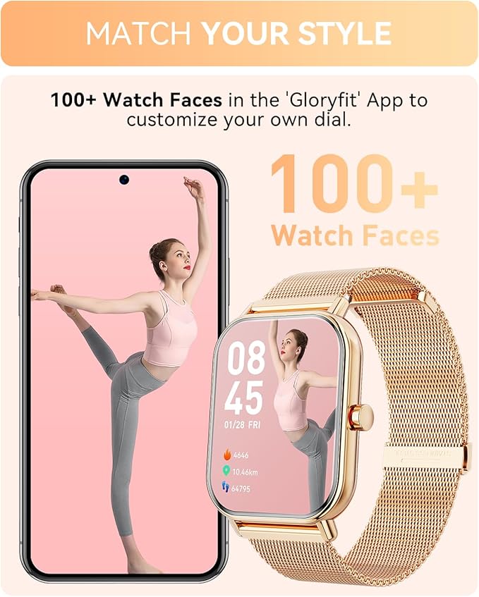 Smart Watch for Women Men, Fitness Tracker Watch for Android Phones iPhone Compatible, 1.85" Smart Watches for Women Men with Blood Oxygen, Heart Rate Monitor, 110+ Sport Modes Smartwatch (2 Strap)